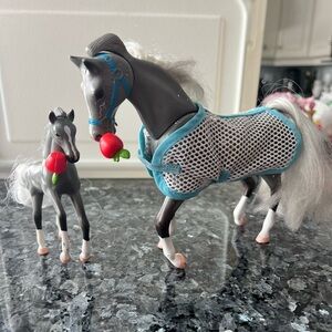Gray Horse Toy Set with Apples
